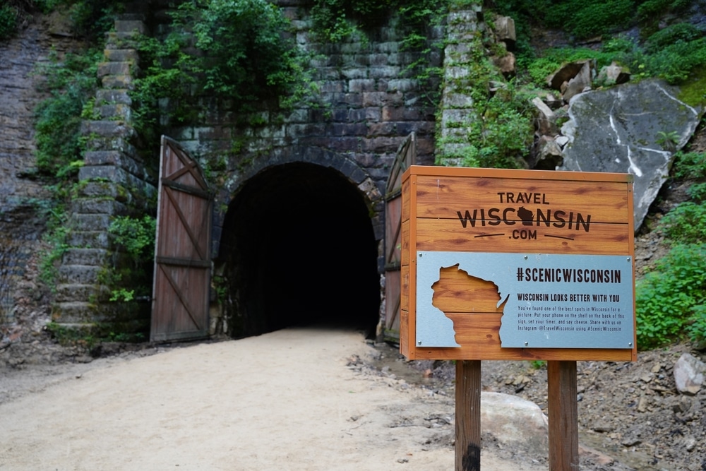 Entrance to a tunnel on the Elroy Sparta Trail, one of the best Wisconsin Bike Trails near our La Crosse Bed and Breakfast