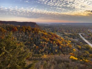 Gorgeous fall views of Grandad Bluffs in La Crosse, Wisconsin