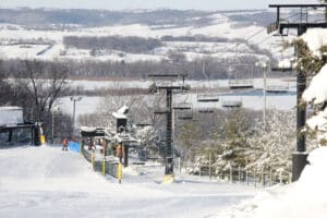 A winter scene at places in Wisconsin like Mt La Crosse Ski Area
